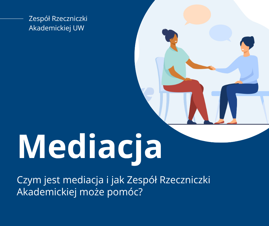 Napis Mediacja na granatowym tle